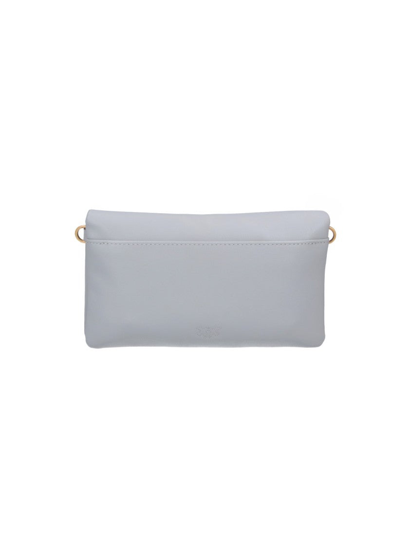Pinko Grey Love Click Calf Leather Bag