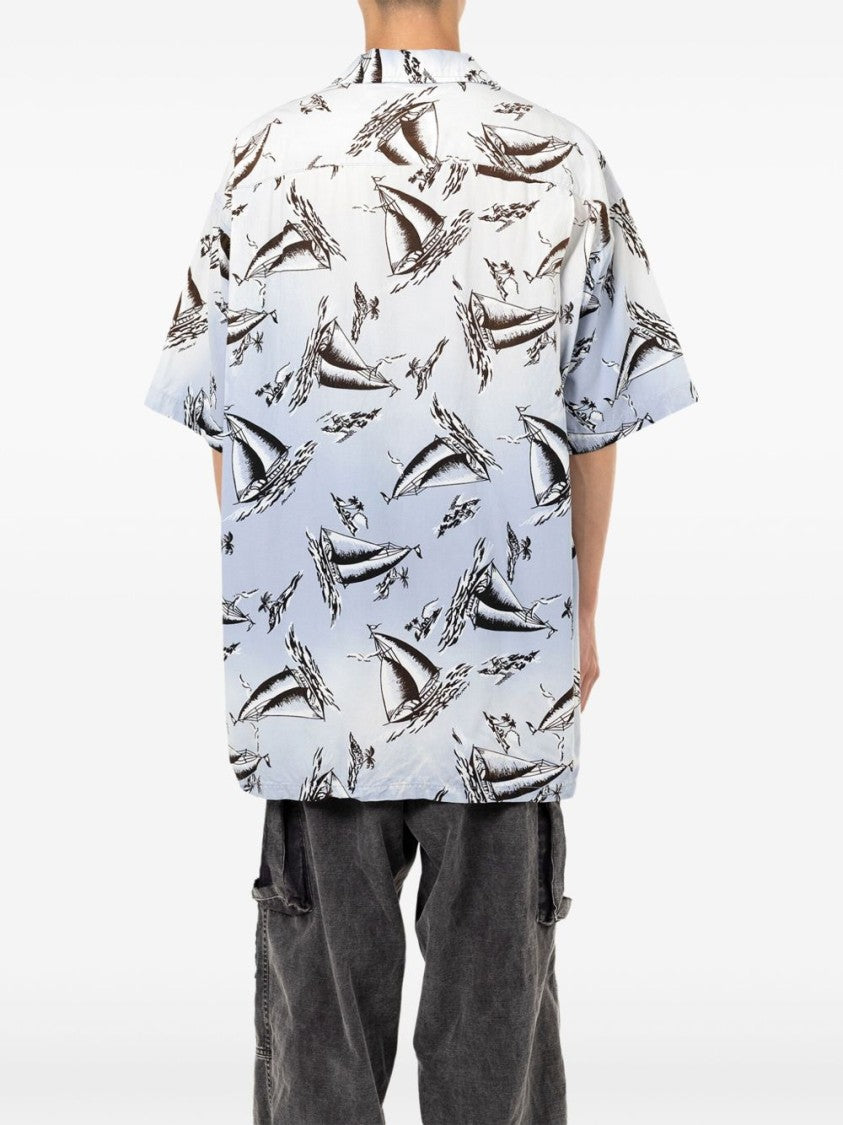 Maison Mihara Yasuhiro Sailboat Print Short Sleeve Shirt