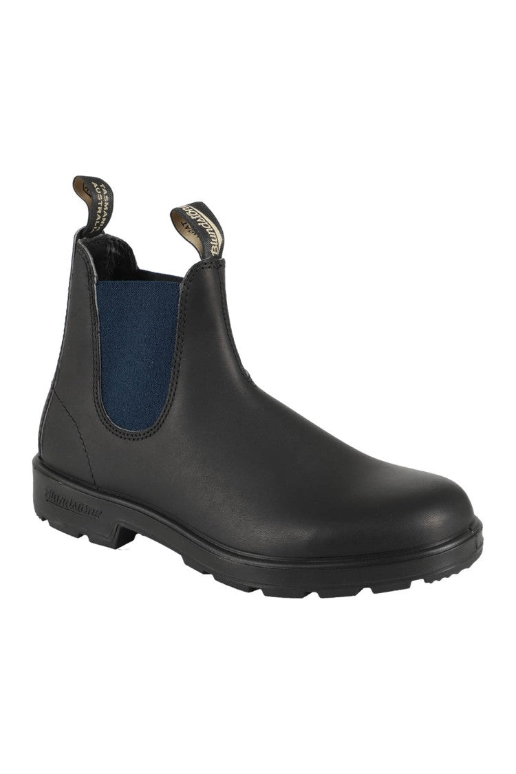 Blundstone Black Leather Boot With Blue Elastic Side Panels