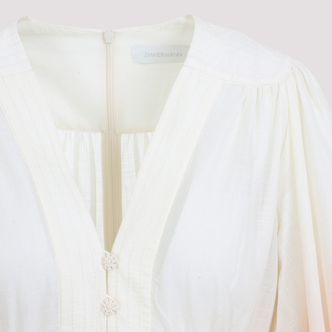 Zimmermann Ivory White Floral Cotton Awaken Plunge Maxi Dress