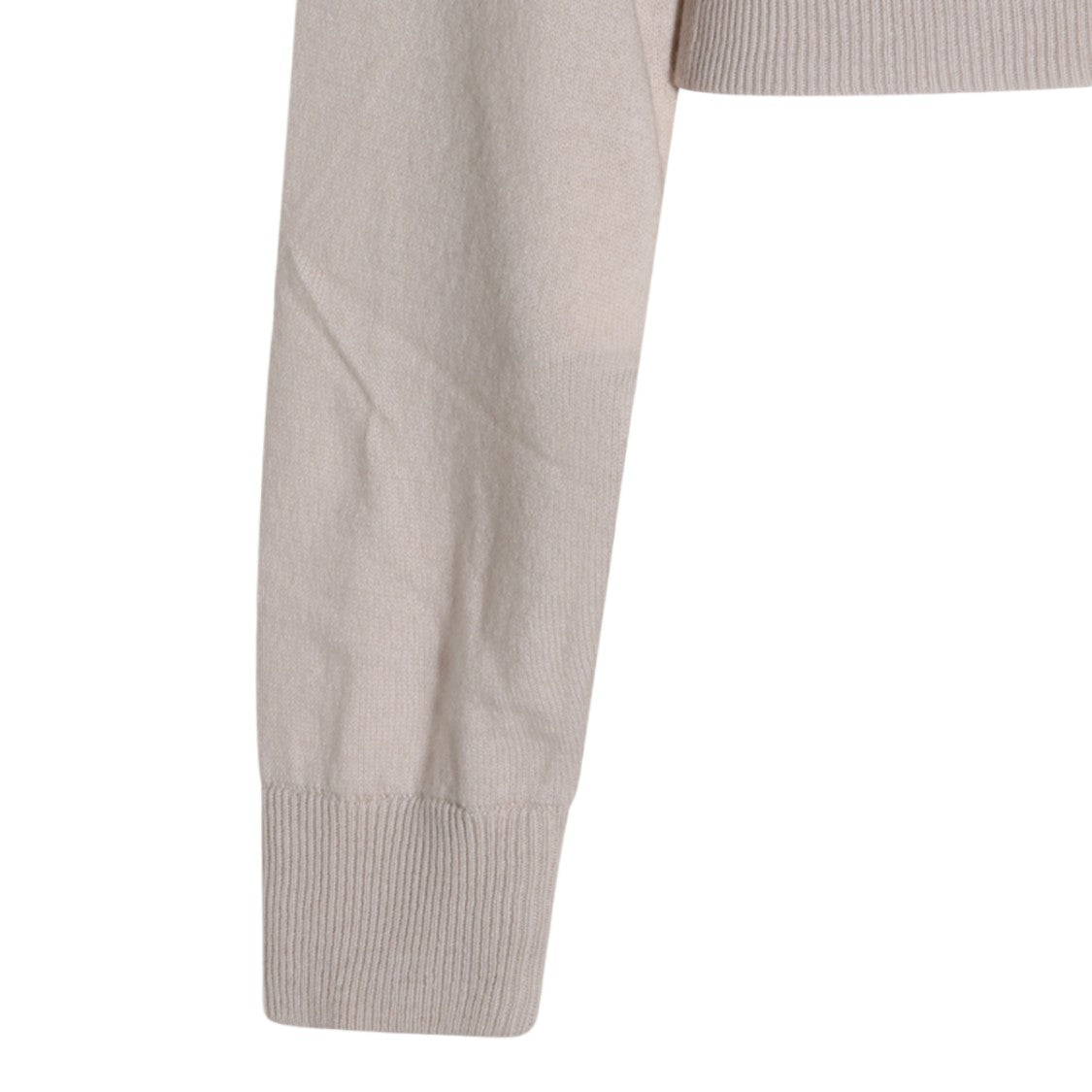 Allude Light Beige Hooded Zip-Up Sweater