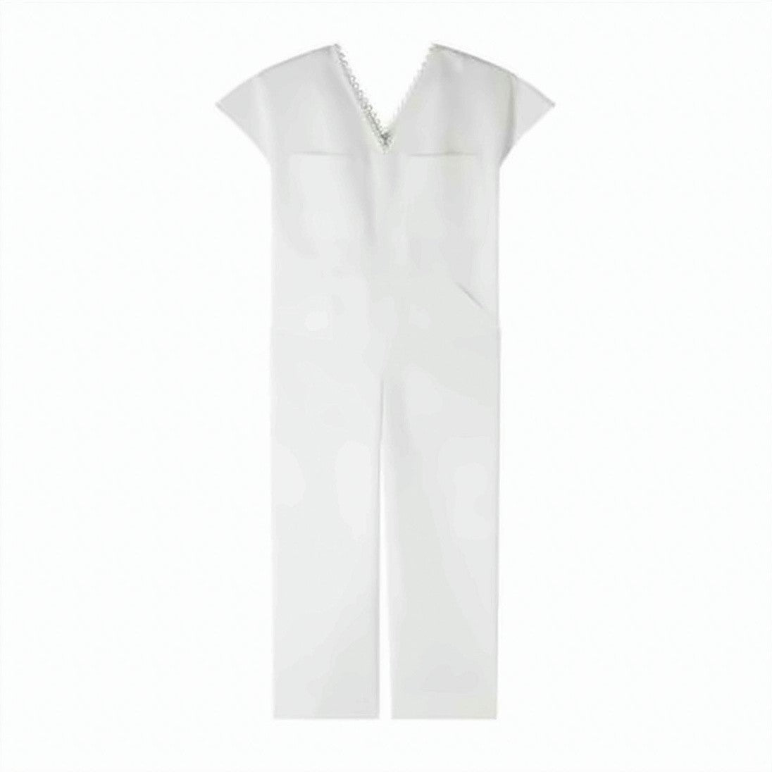A.P.C. Minimalist White Jumpsuit With V-Neckline And Functional Pockets