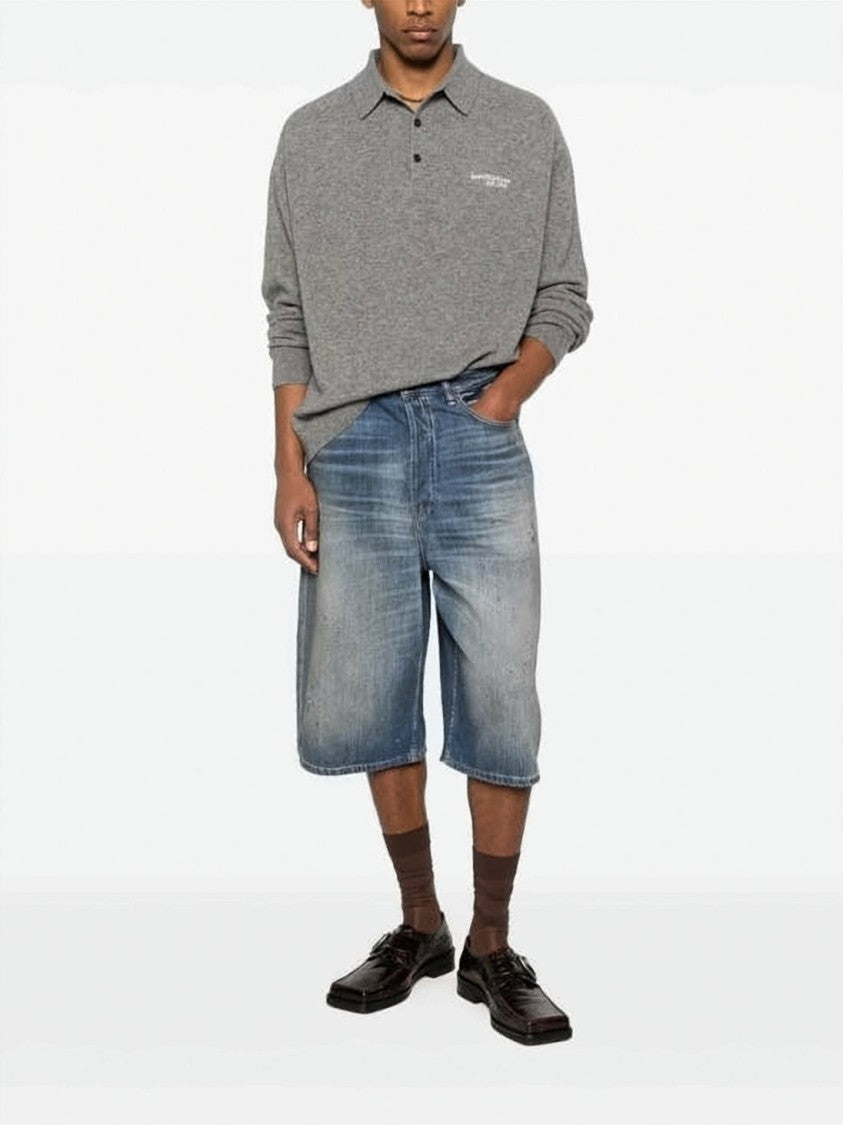 Acne Studios Faded Blue Denim Shorts With Relaxed Fit