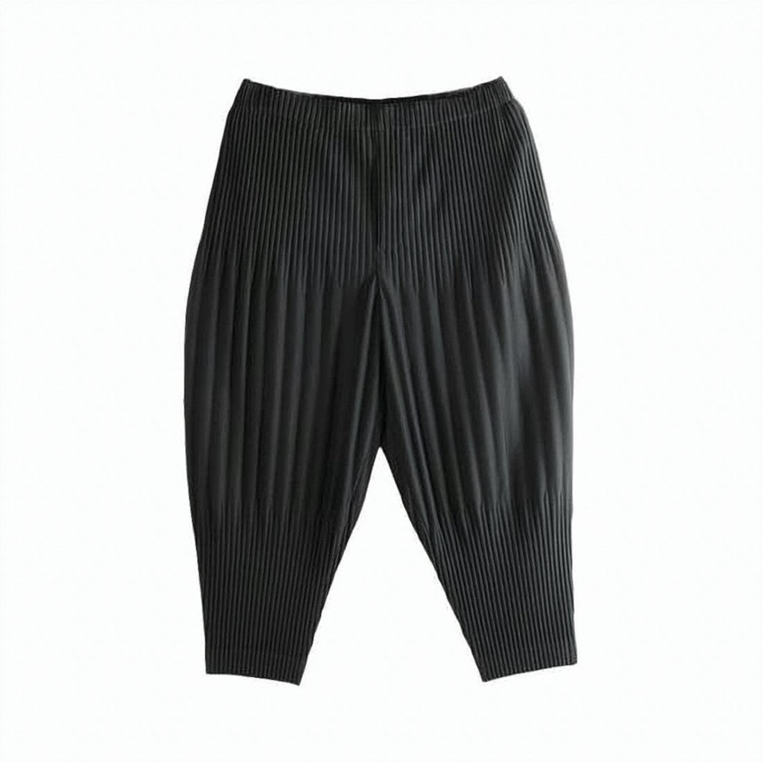 Homme Plissé Issey Miyake Pleated Green Jogger Pants With Tapered Leg