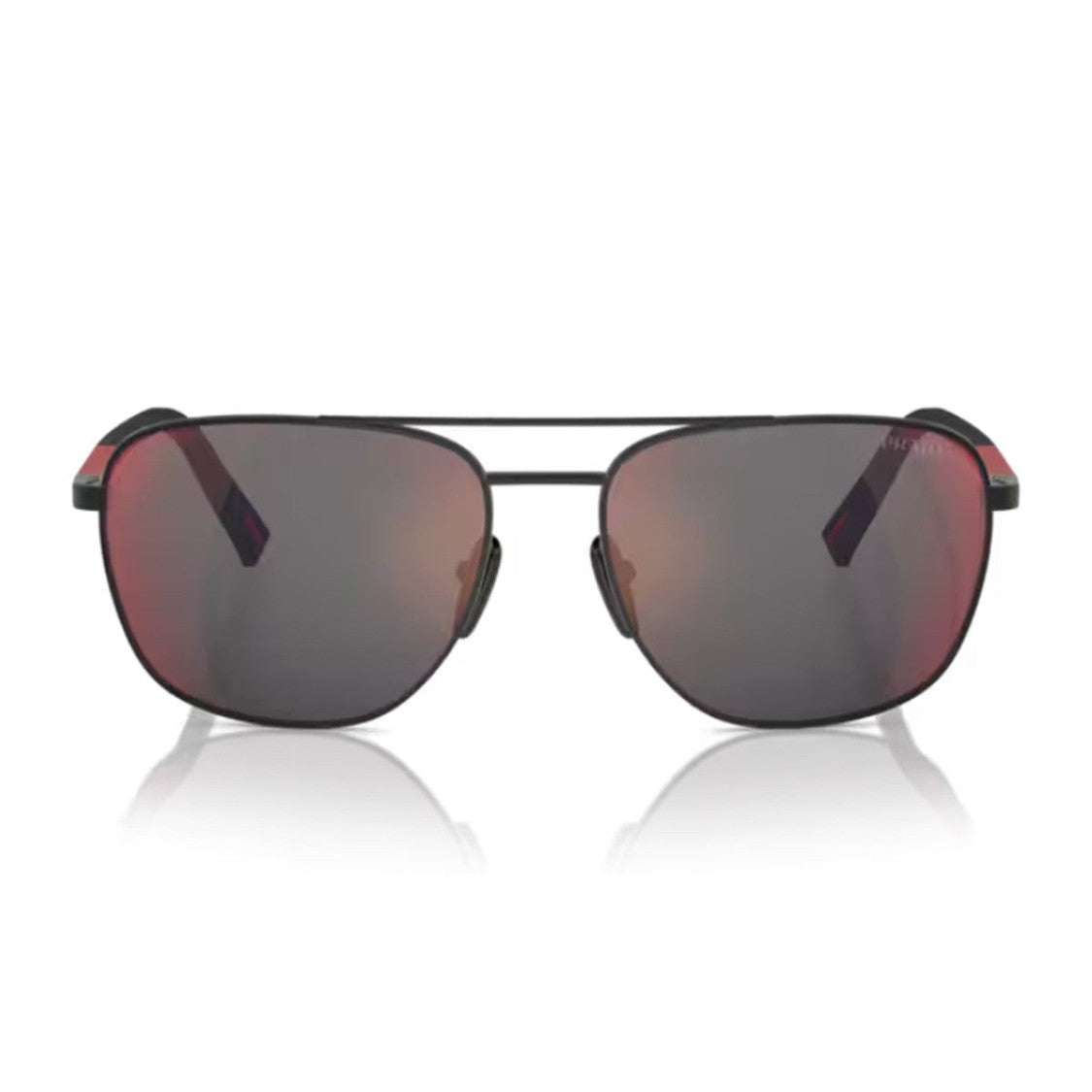 Prada Linea Rossa Nero Gommato Ps 54Zs Metal Aviator Sunglasses