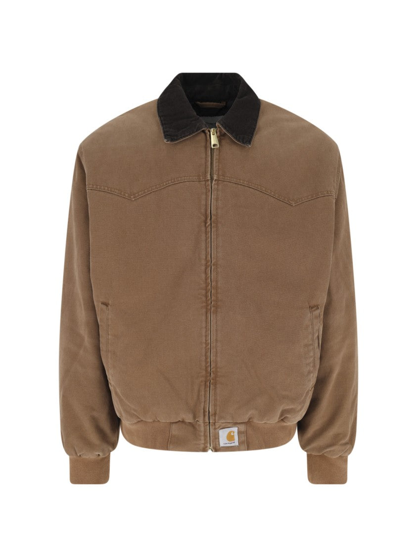 Carhartt Wip Brown Og Santa Fe Velvet-Collar Cotton Jacket
