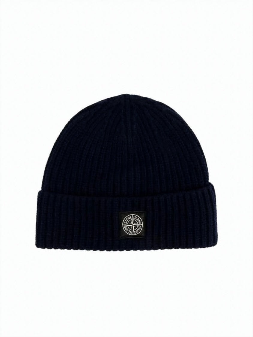 Stone Island Ribbed Knit Beanie With Folded Cuff
