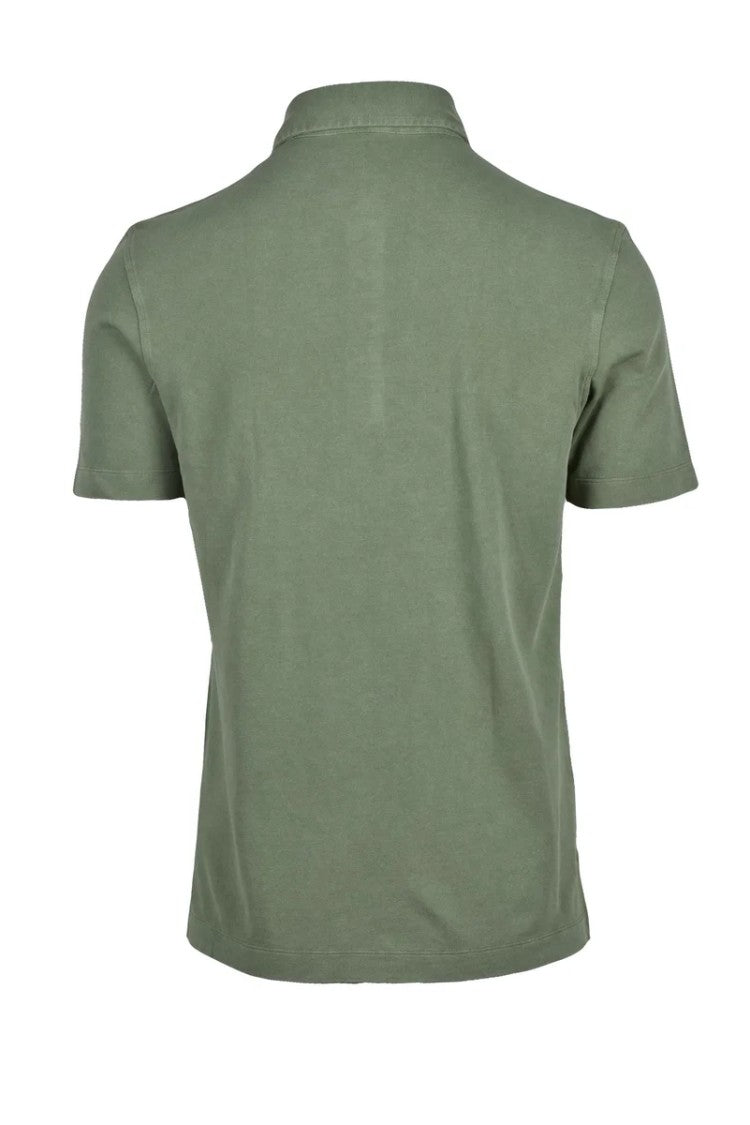 Drumohr Olive Green Knitted Cotton Polo