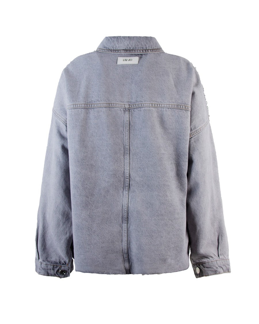 Liu Jo Grey Rhinestone Denim Jacket