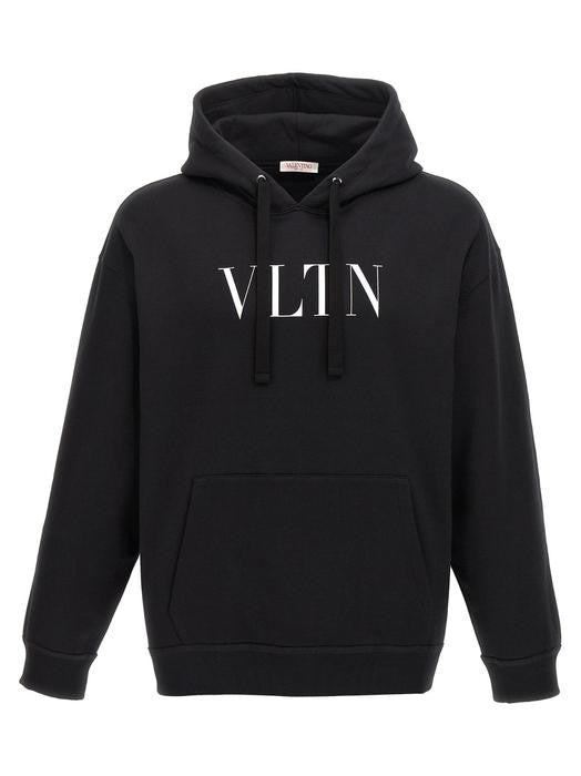 Valentino Black Hoodie With Vltn Logo And Kangaroo Pocket