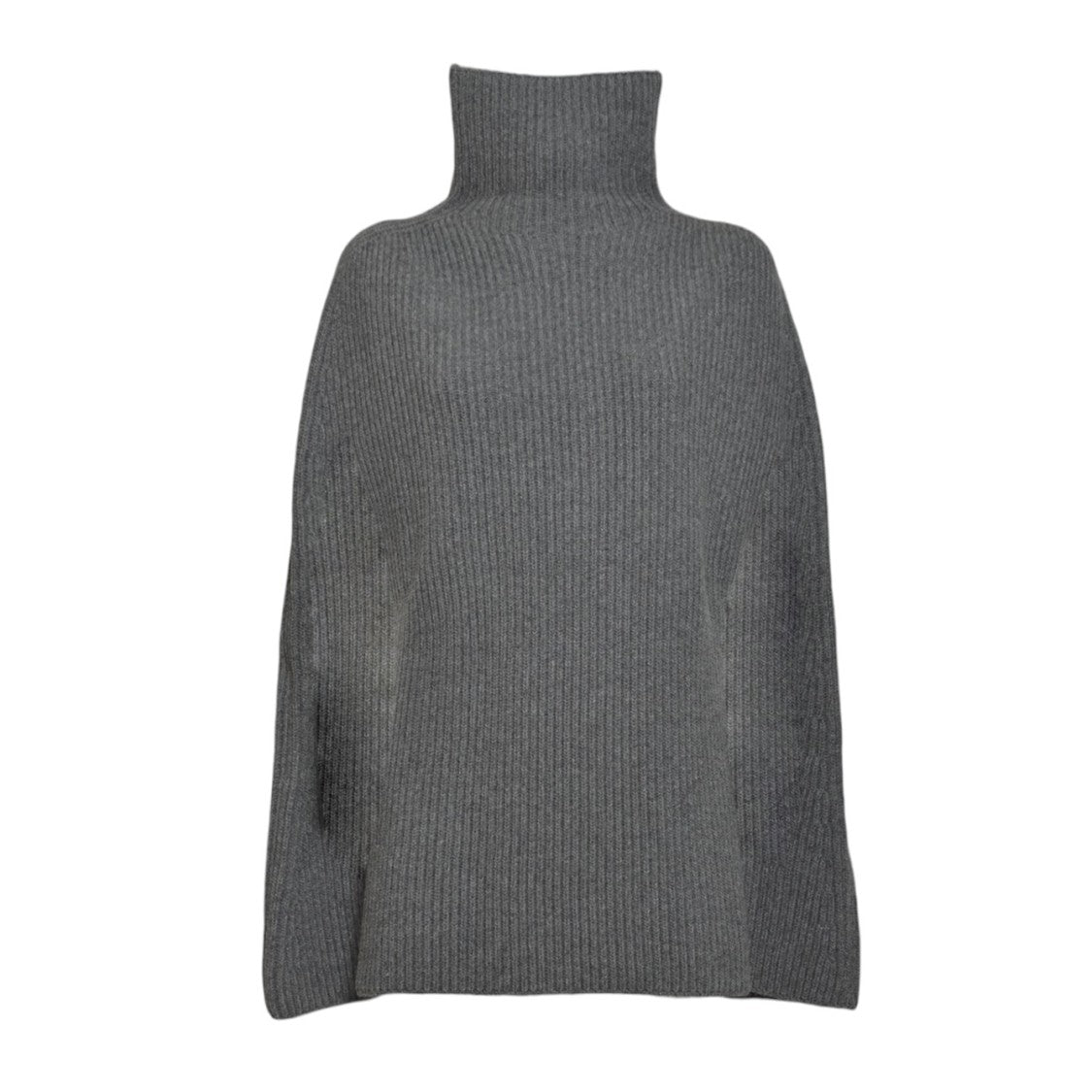 Jil Sander Ribbed Knit Cape-Style Jacket With High Turtleneck Collar