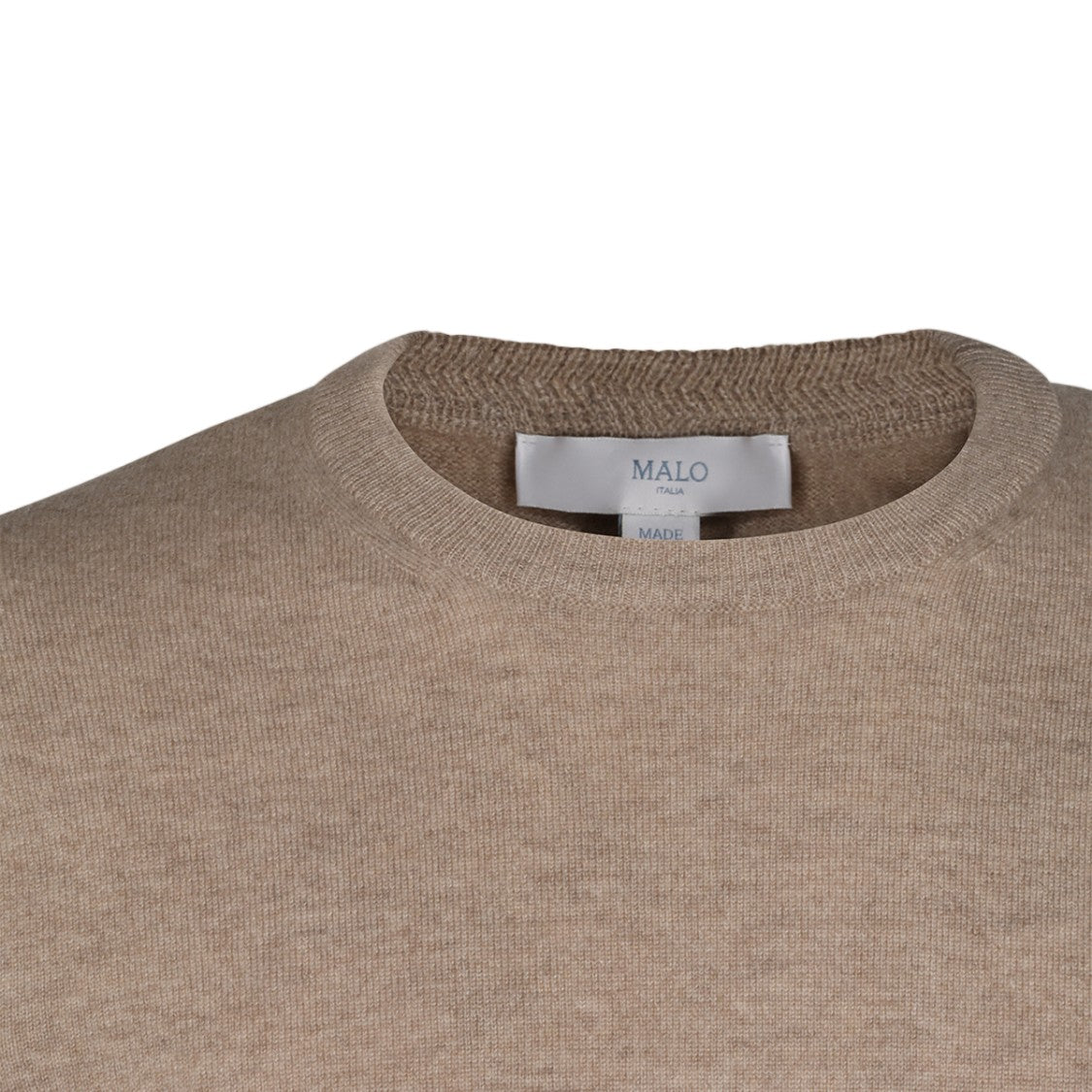 Malo Crew Neck Fine-Knit Sweater In Neutral Beige