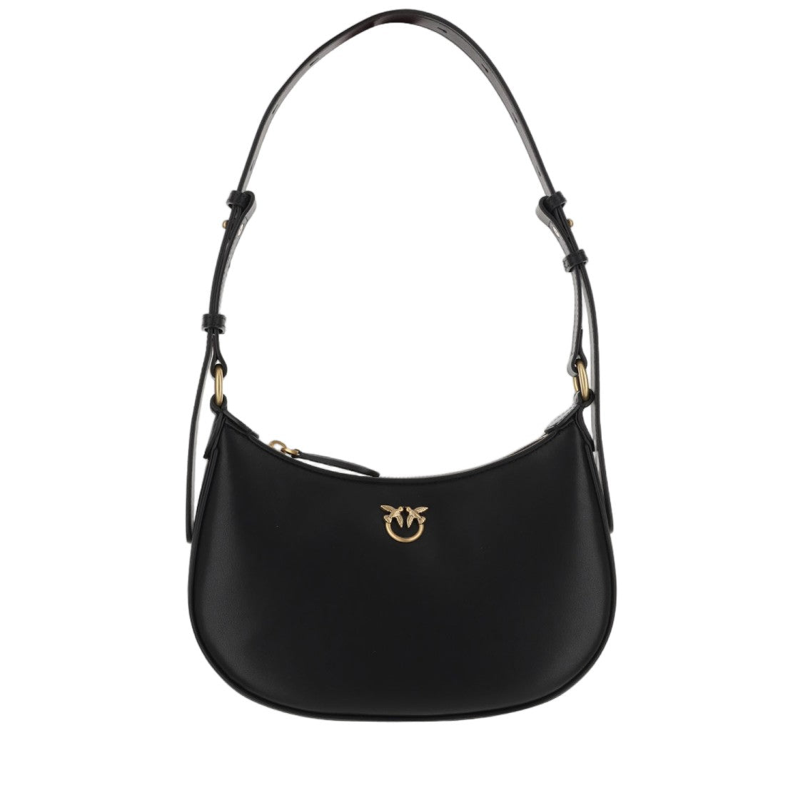 Pinko Black Simply Mini Love Half Moon Leather Shoulder Bag