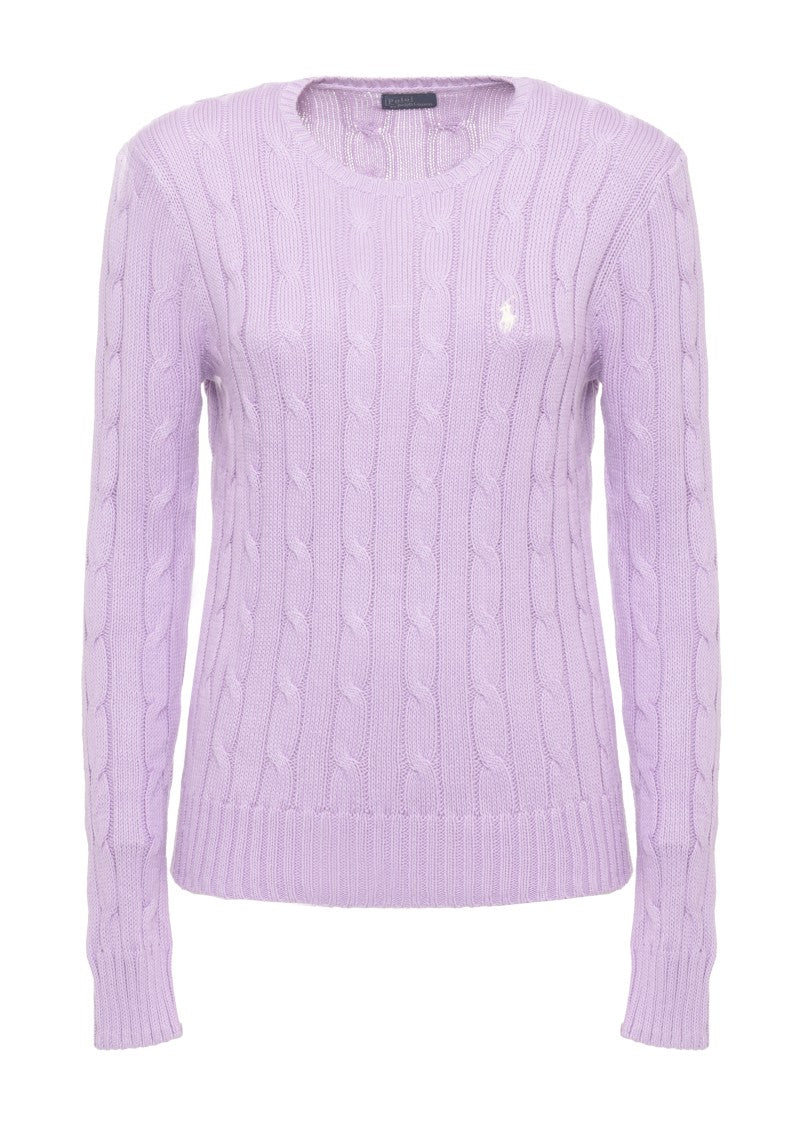 Polo Ralph Lauren Lilac Pony Braided Cotton Sweater