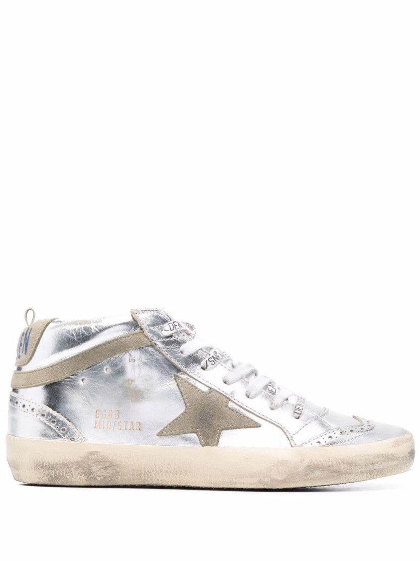 Golden Goose Metallic Leather Suede Mid-Top Sneakers