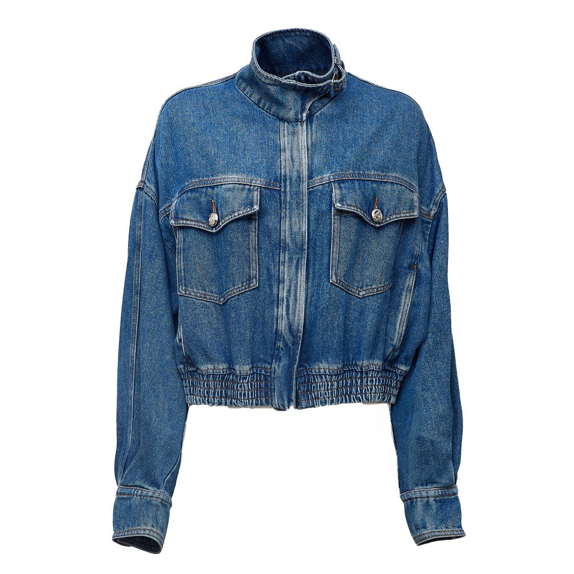 Sportmax Indigo Denim Jacket With Vintage Wash And Blouson Effect
