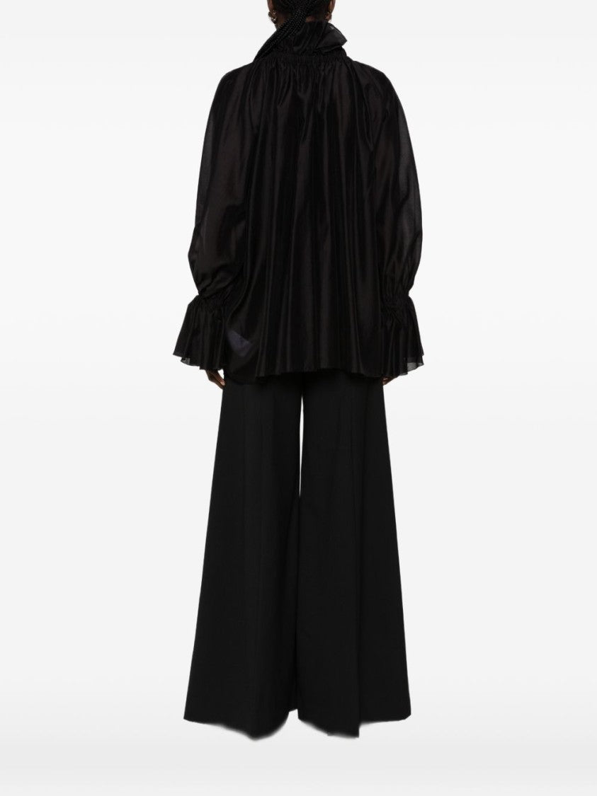 The Latest Black Flowing Ruffled Shirt
