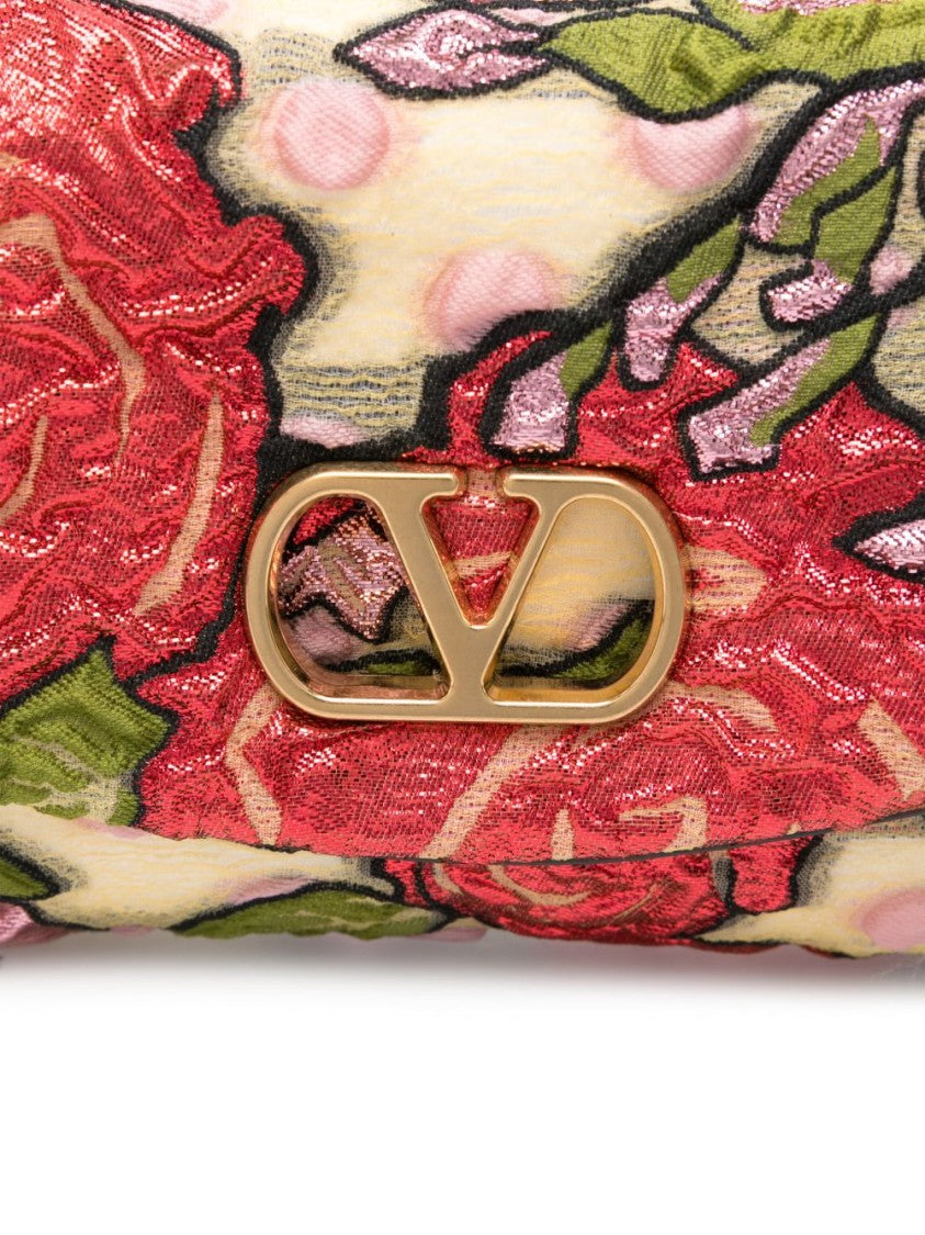 Valentino Garavani Rectangular Embroidered Bag With Adjustable Strap And Gold Emblem