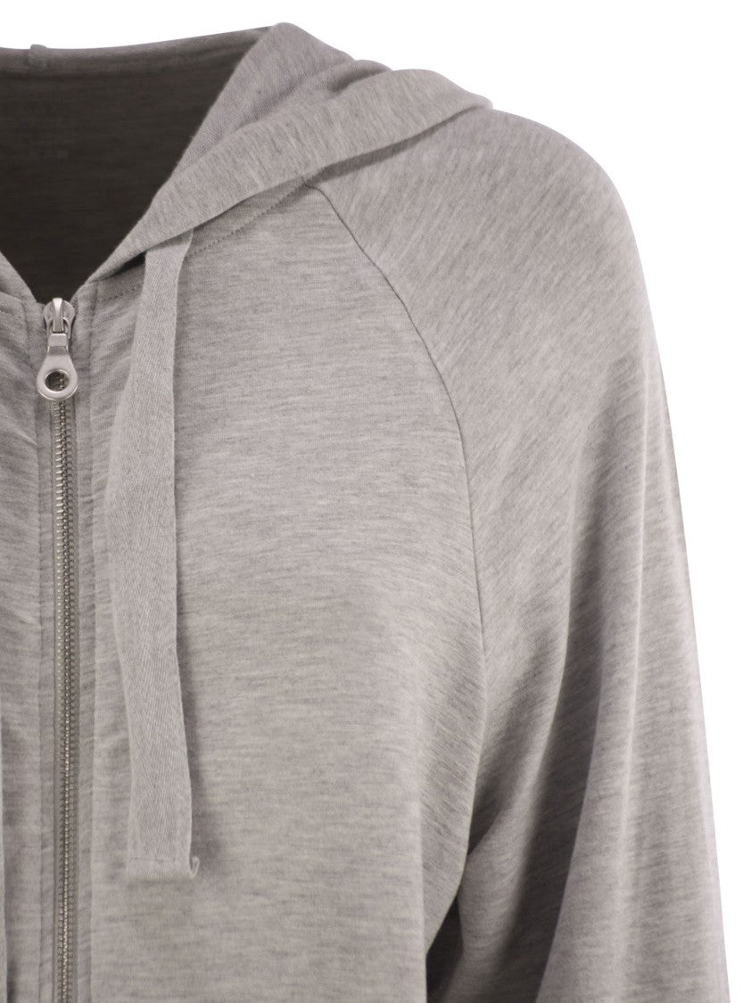 Majestic Raglan Sleeve Viscose Hoodie With Functional Zip Closure