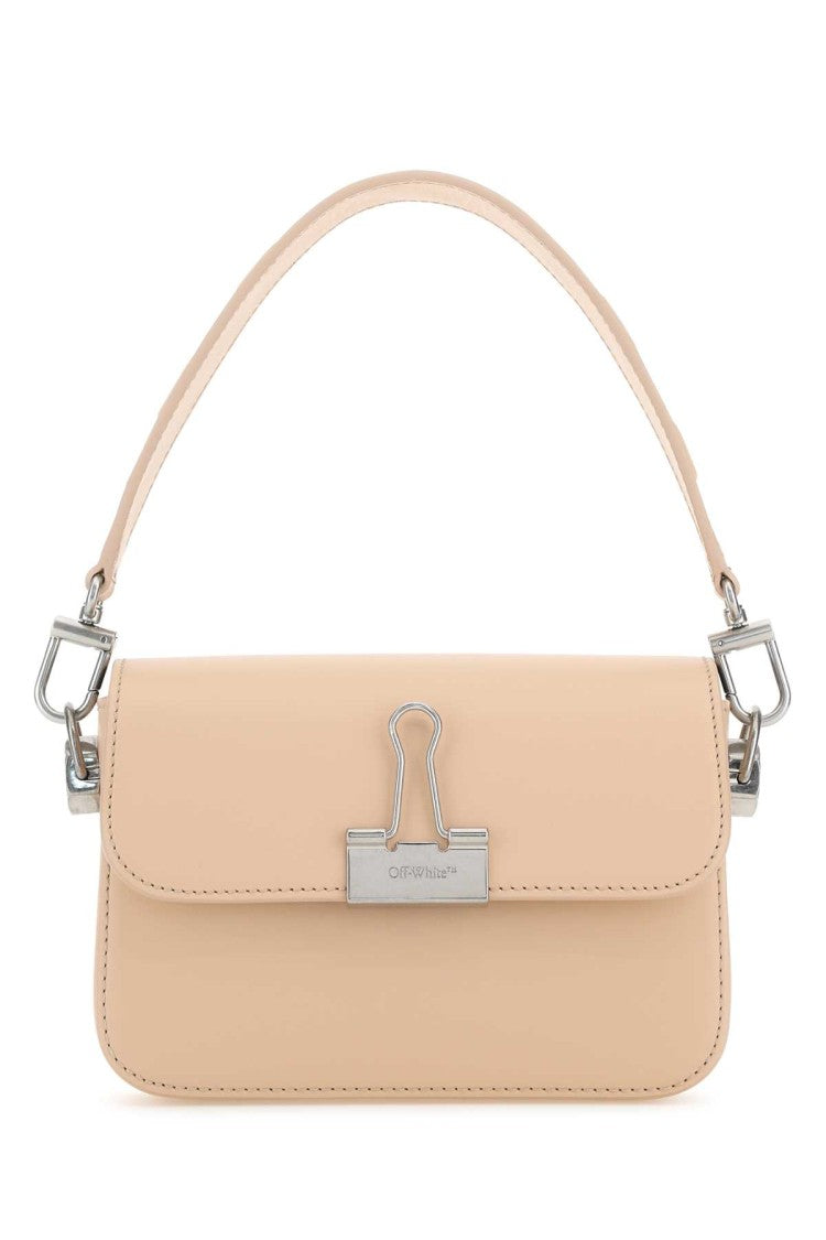 Off-White Light Pink Leather Small Plain Binder Handbag