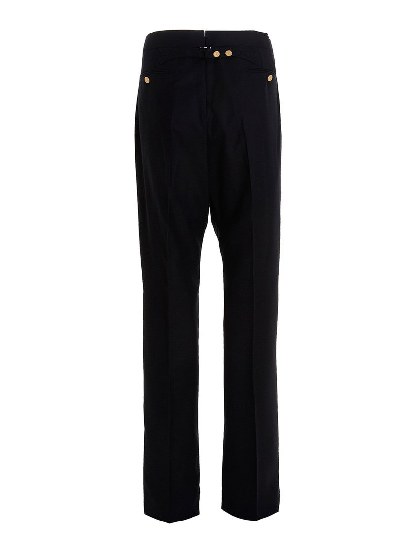 Thom Browne Tailored Wool Suit Set With Notch Lapel And Striped Lining