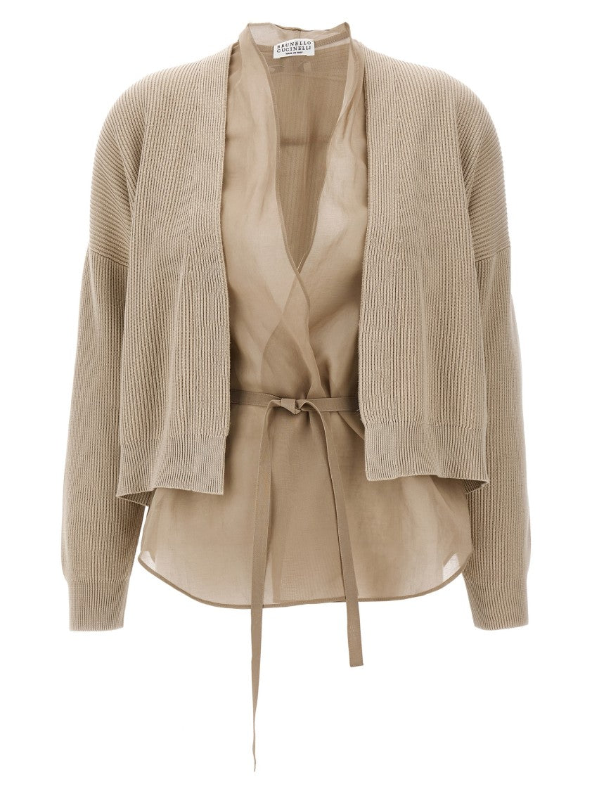 Brunello Cucinelli Layered English Rib Knit Cardigan