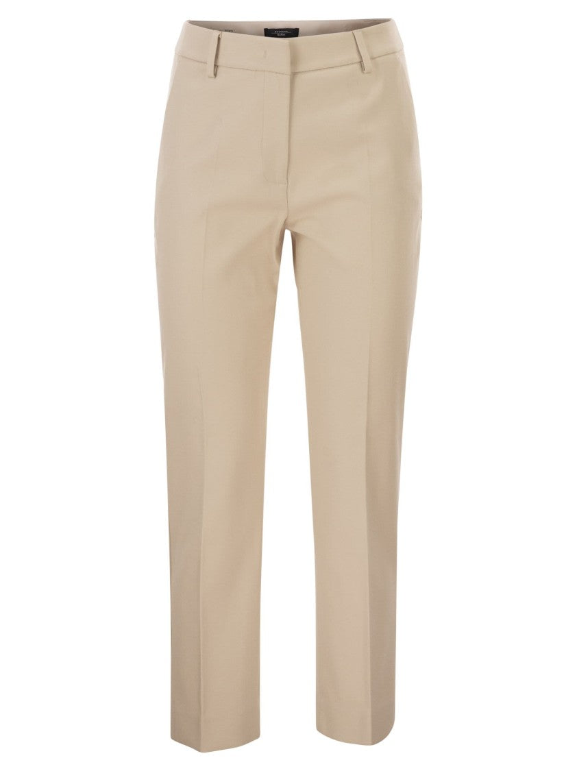 Max Mara Cropped Stretch Cotton Trousers With Tailored Finish
