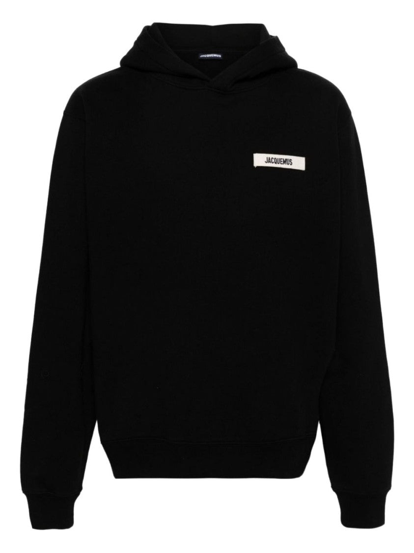 Jacquemus Black Logo Patch Hooded Knit Sweatshirt