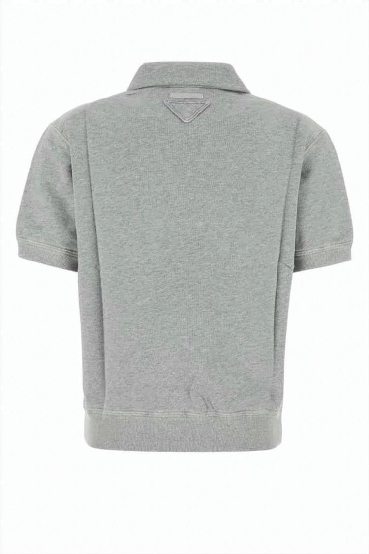 Prada Cropped Long-Sleeve Polo Shirt With Classic Collar