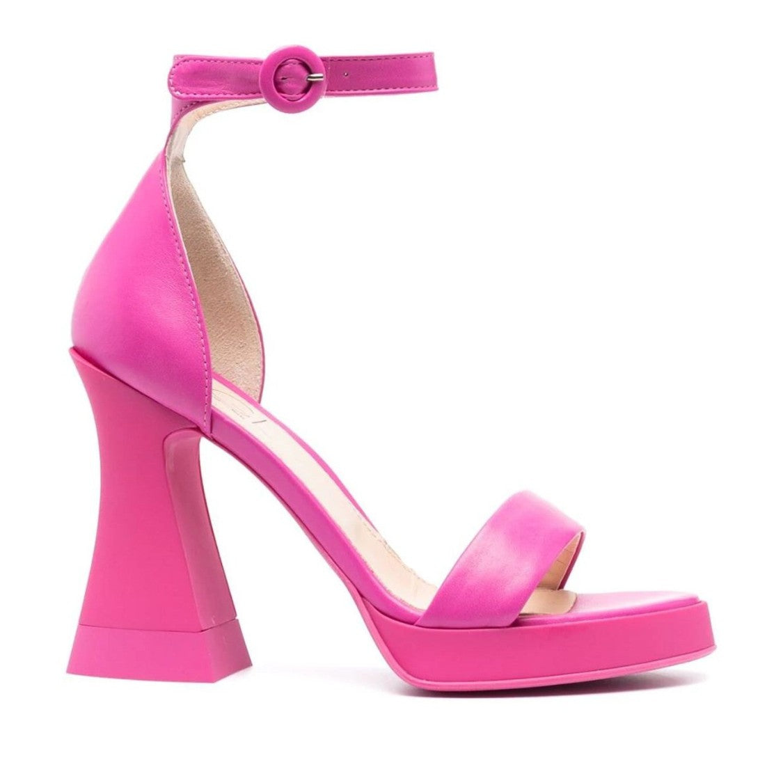 Agl Pink Janis Leather High Block Heel Sandals