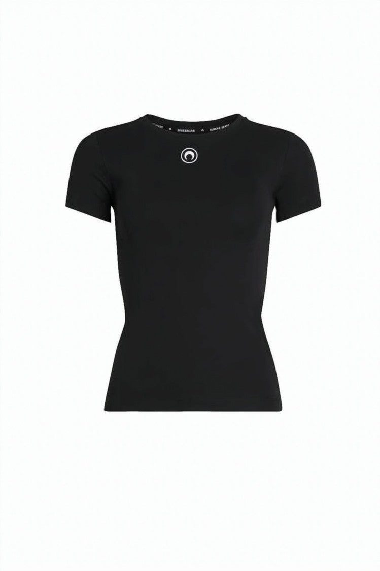 Marine Serre Fitted Black Short-Sleeve Top