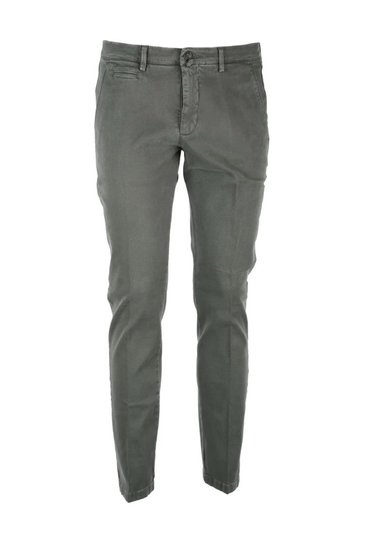 Briglia 1949 Slim Fit Trousers In Muted Green Cotton Blend