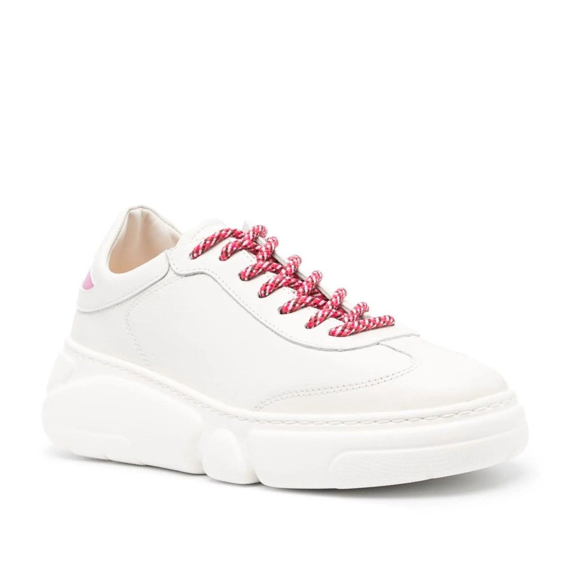 Agl White Emilie Leather Sculpted Sole Wedge Sneakers