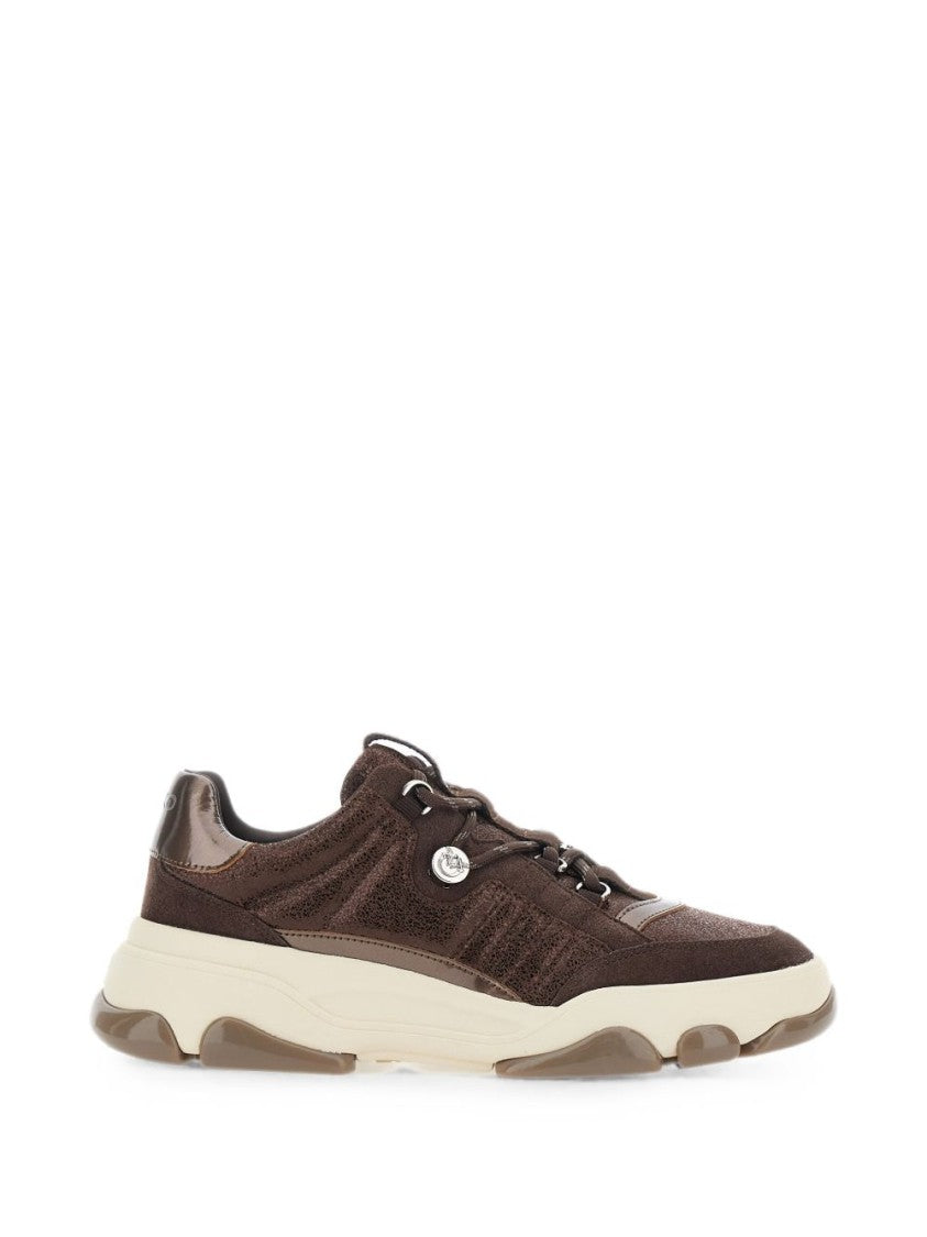 Pinko Dark Brown Textured Chunky Sole Sneakers