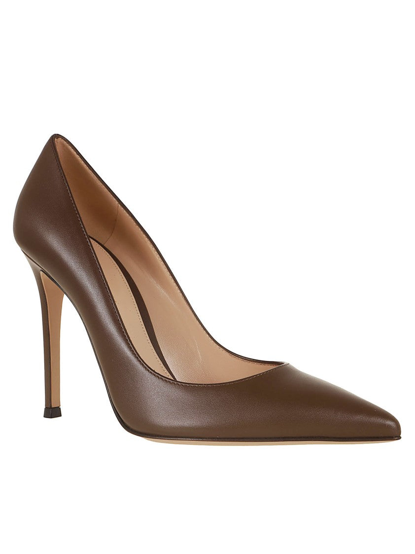 Gianvito Rossi Pointed Toe Leather Pumps With 105 Mm Stiletto Heel