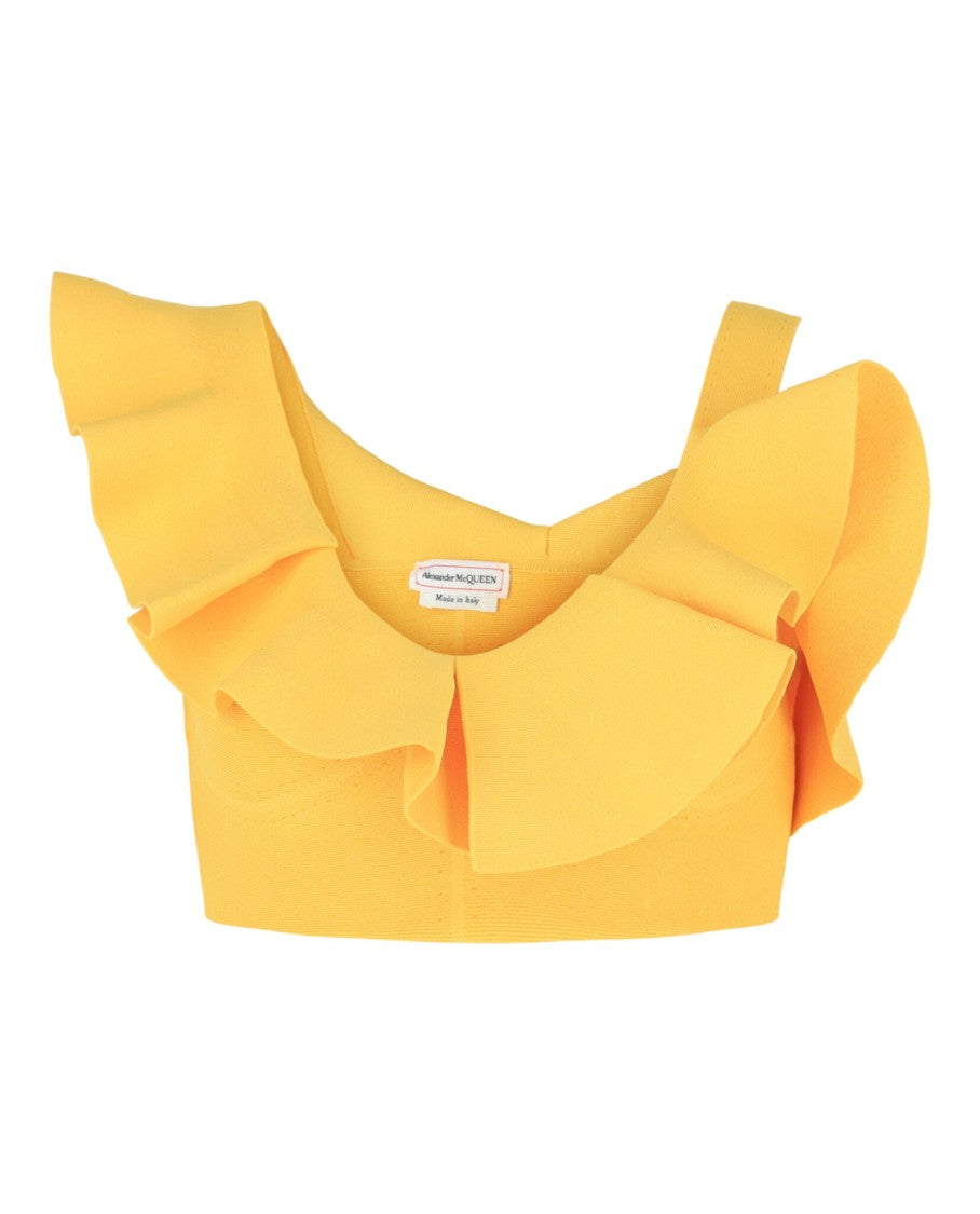 Alexander Mcqueen Ruffled Asymmetrical Cropped Top