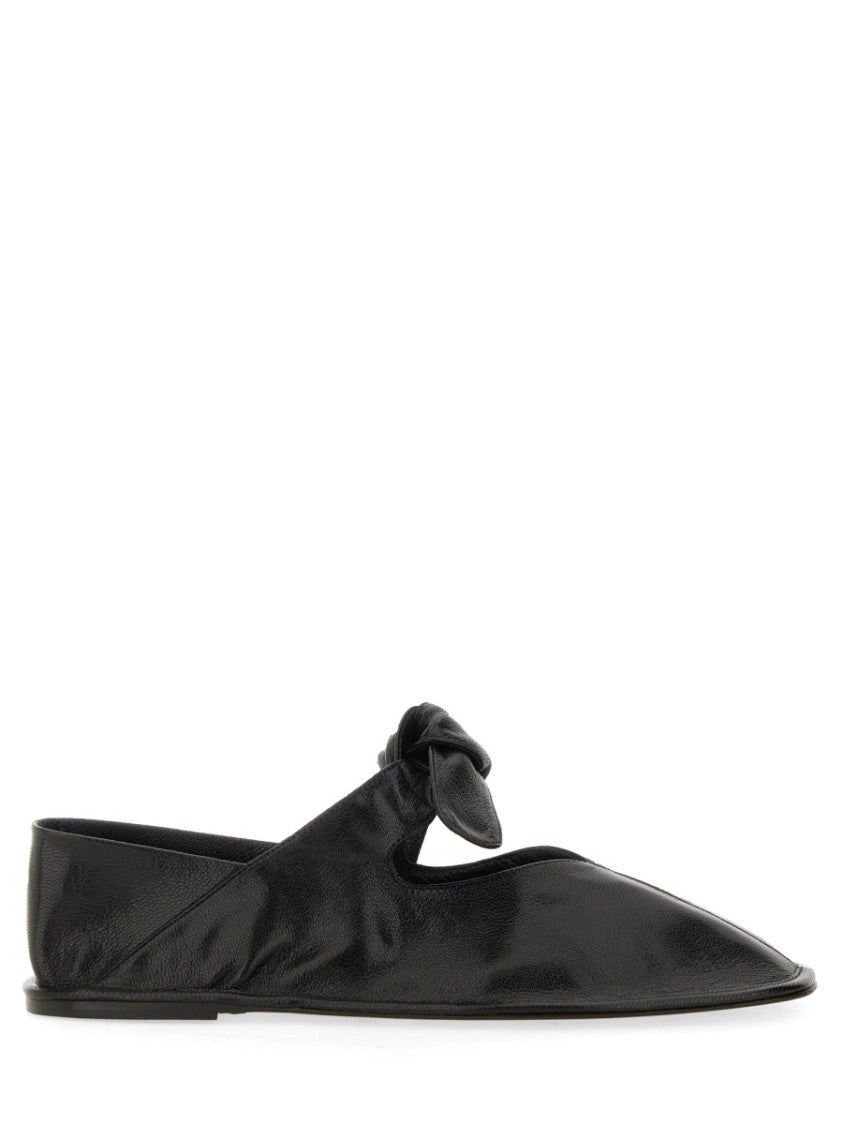 Hereu Knotted Black Lambskin Flats