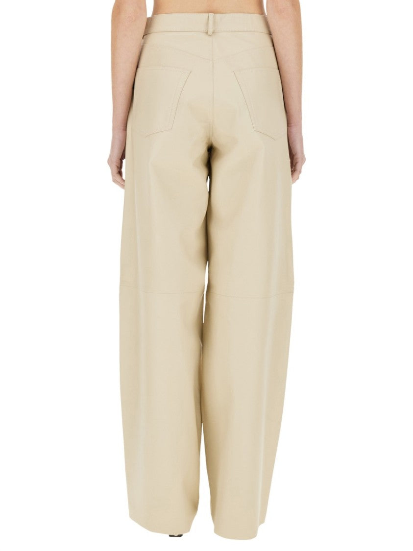 Haikure Wide-Leg High-Waist Pants With Leather-Like Texture