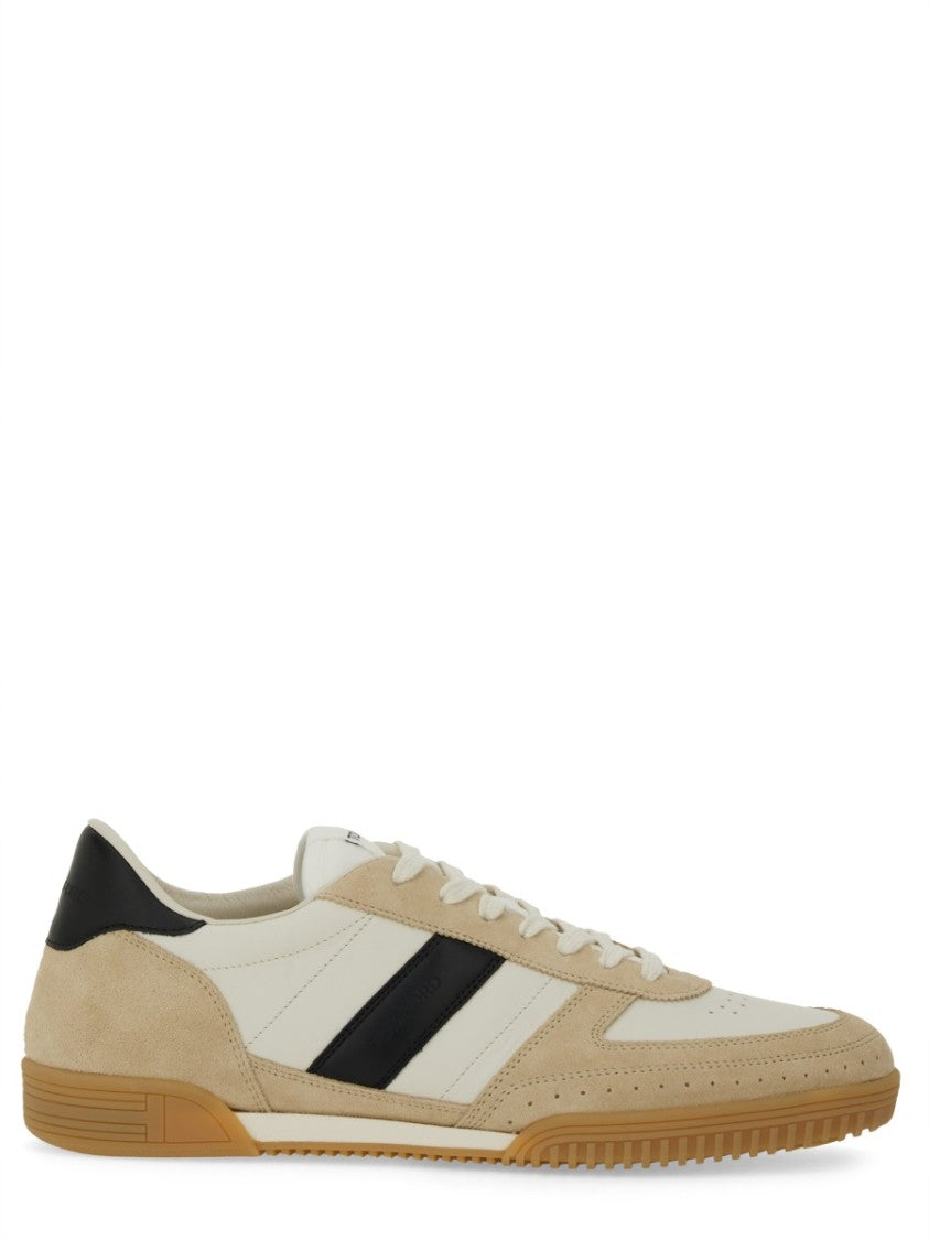 Tom Ford Calf Leather And Suede Sneakers With Contrasting Stripes