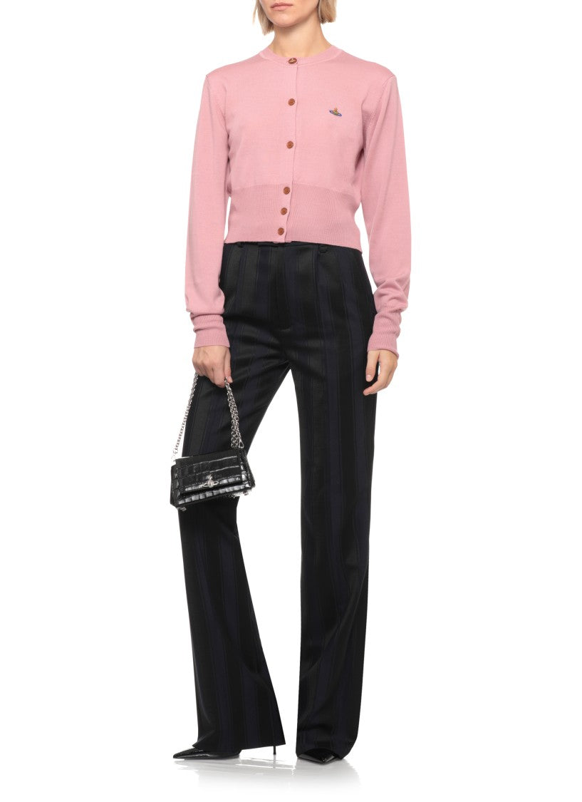 Vivienne Westwood Bea Cardigan With Embroidered Logo And Ribbed Trims