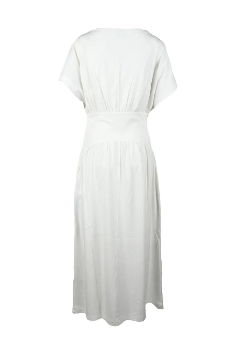 Alpha Studio Long Dress Cotton And Elastane - White