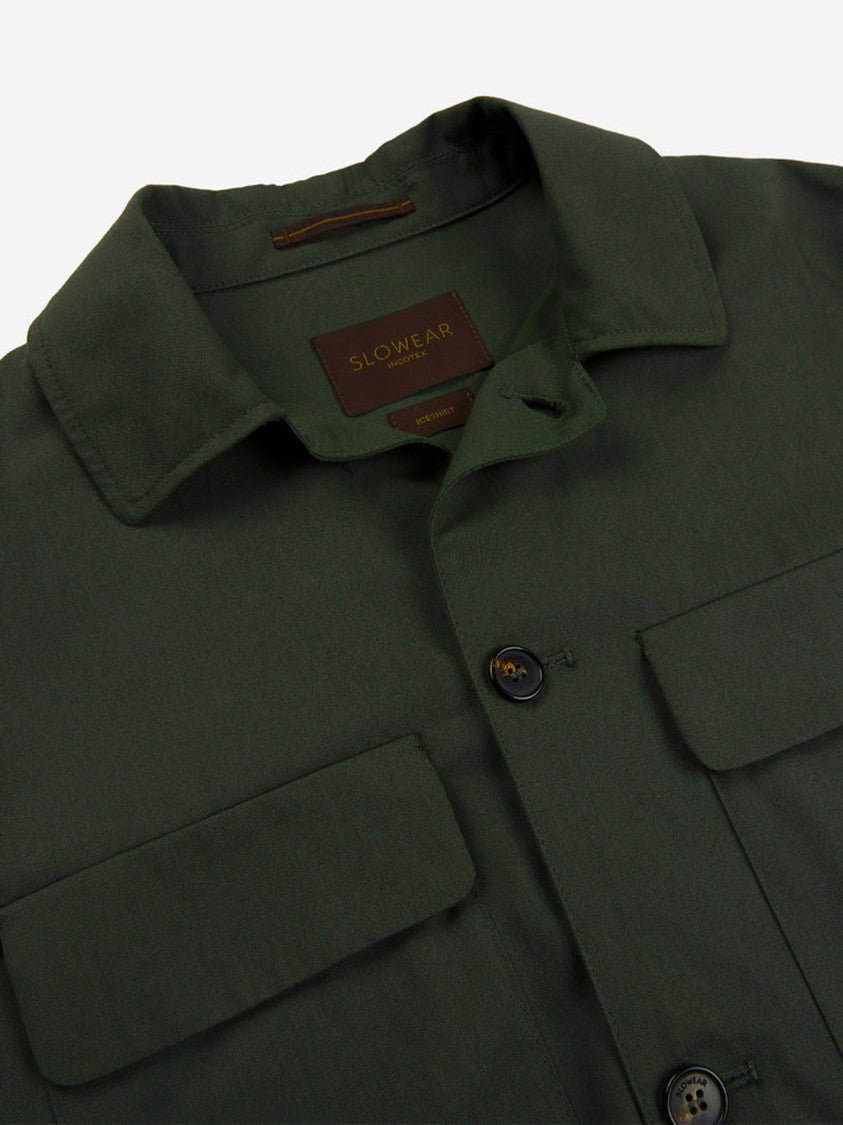 Incotex Dark Green Classic Collar Cotton Jacket
