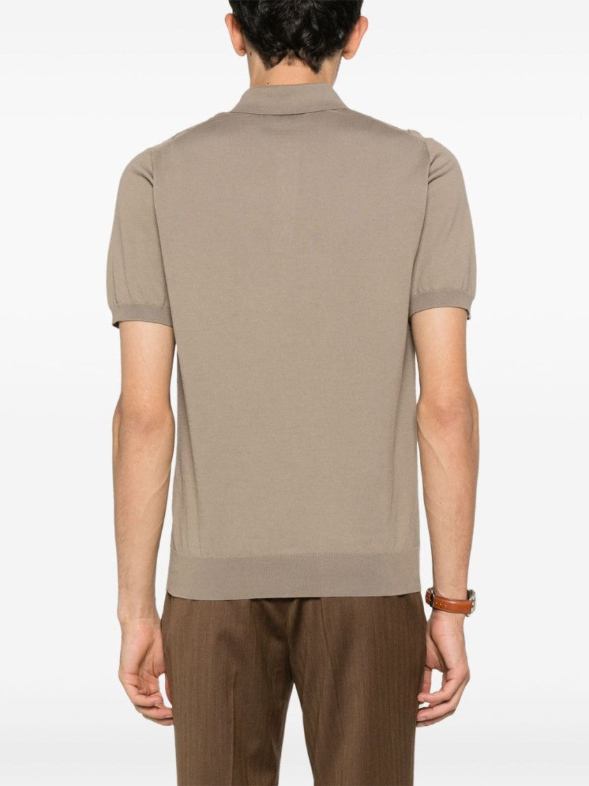 Corneliani Textured Diamond Pattern Polo Sweater