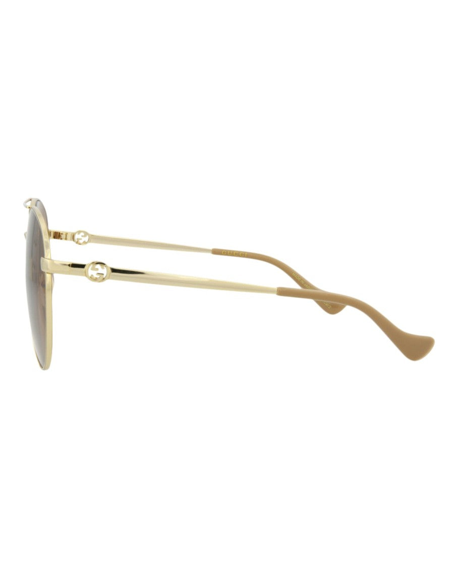 Gucci Aviator-Frame Metal Sunglasses