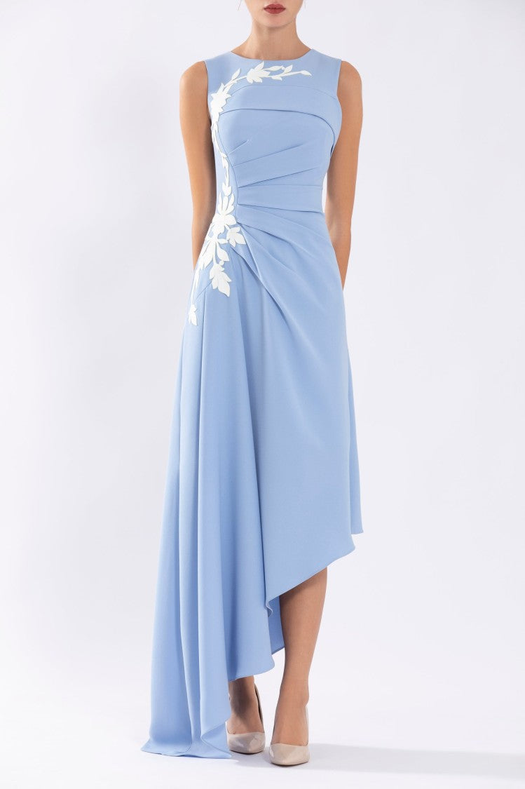 Saiid Kobeisy Crepe, High-Low Dress With Matching Embroidery