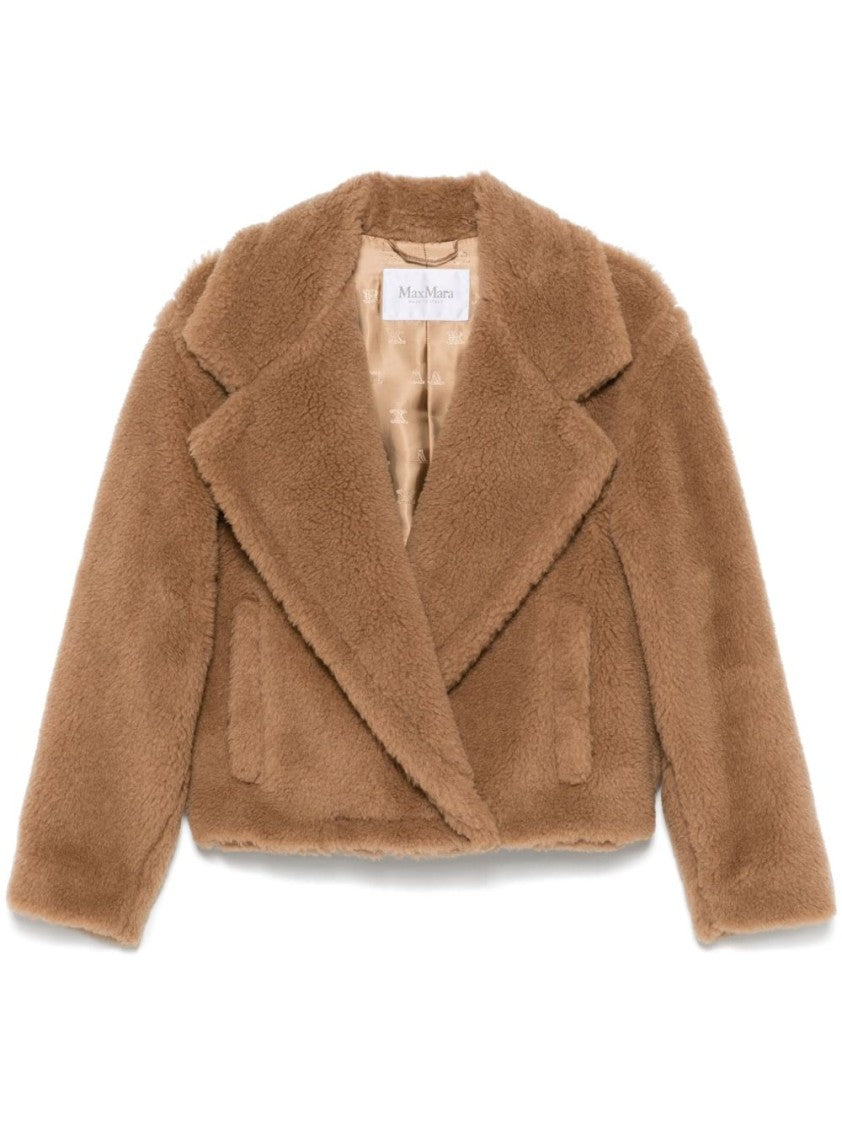 Max Mara Cropped Teddy Jacket With Double-Breasted Design