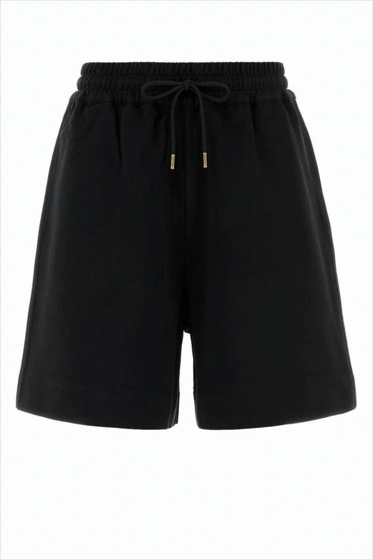 Moncler Minimalist Black Shorts With Drawstring Waistband