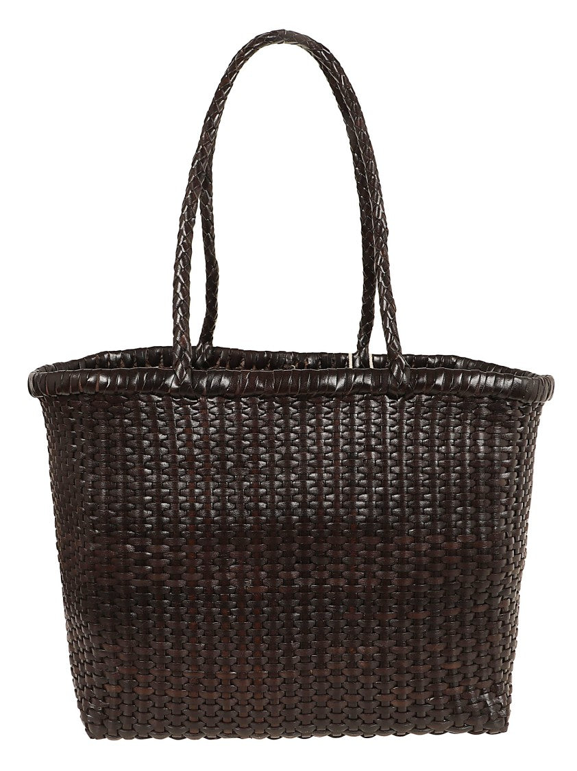 Dragon Tan B Weave Small Leather Basket Bag