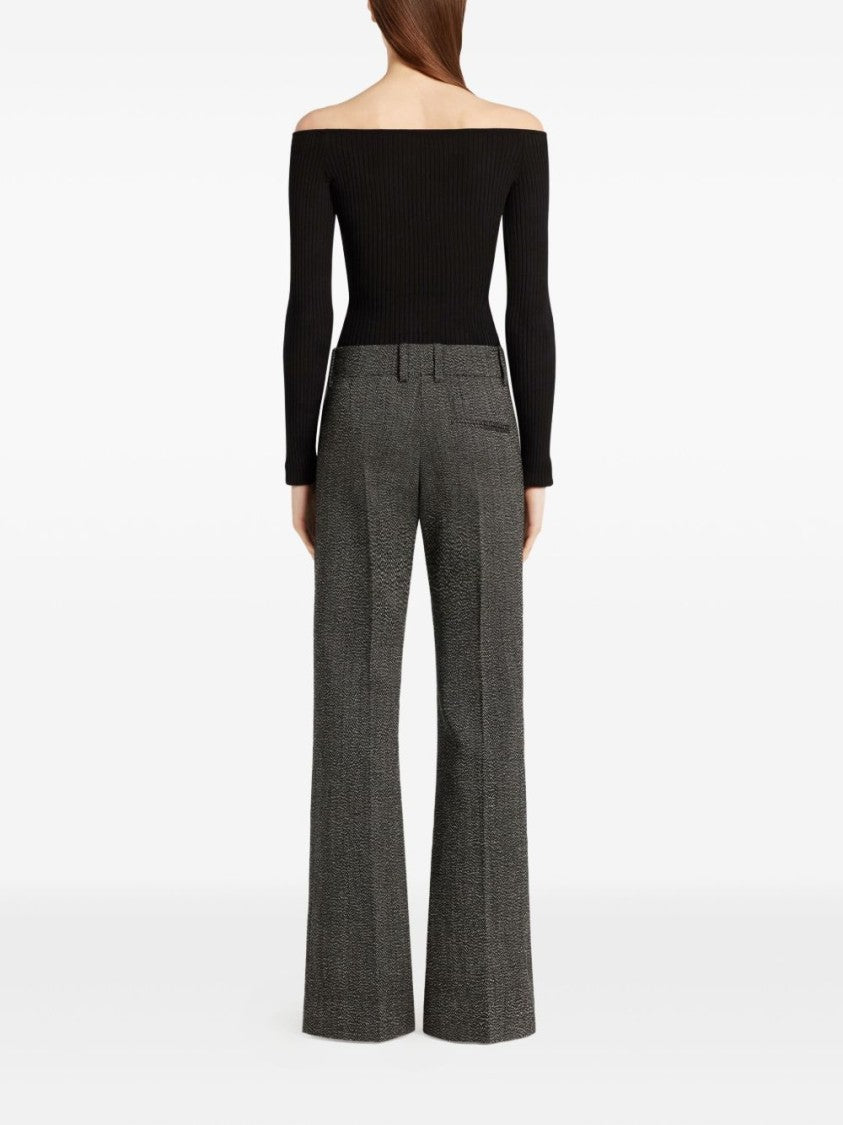 Courrèges Off-Shoulder Ribbed Knit Top With Embroidered Logo