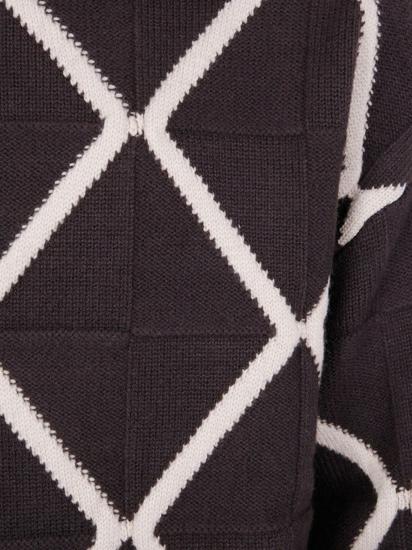 Emporio Armani Polo-Style Sweater With Chocolate Argyle Pattern